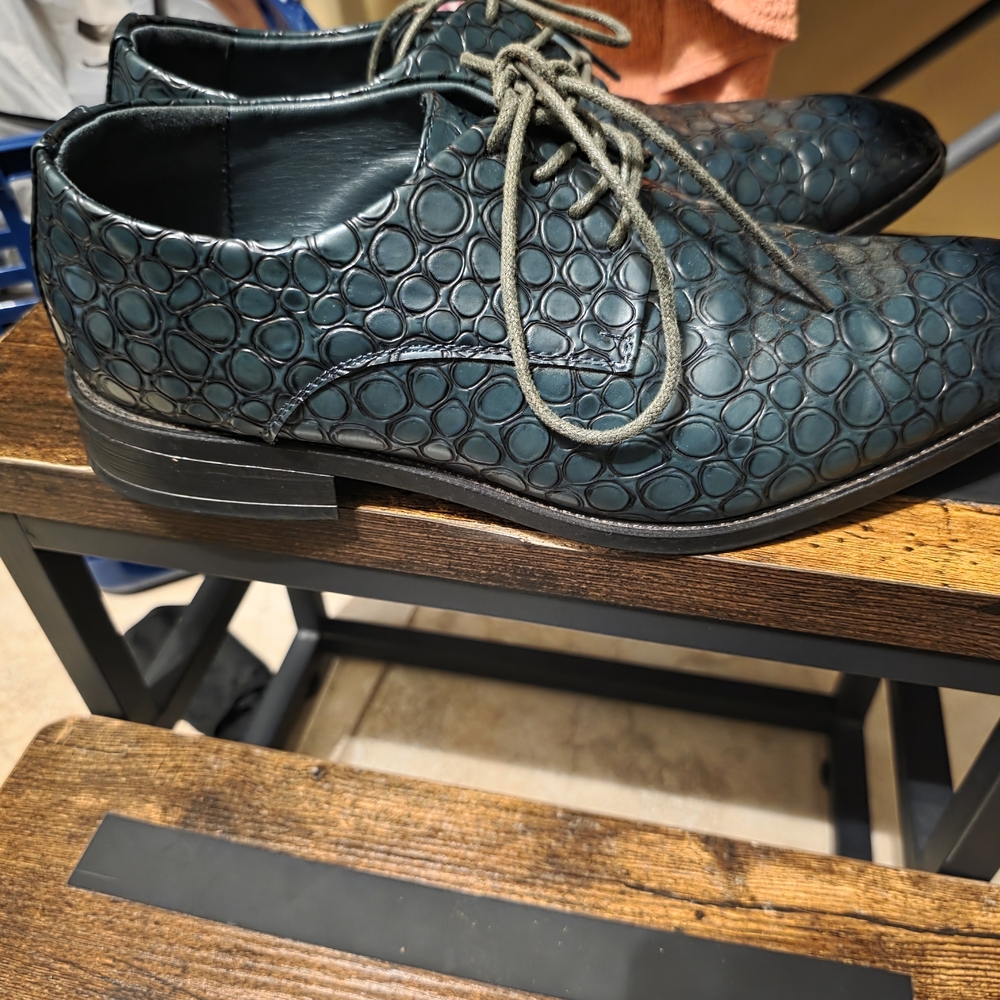 Stylish Green Patterned Men's Oxfords - Picture 6 of 6